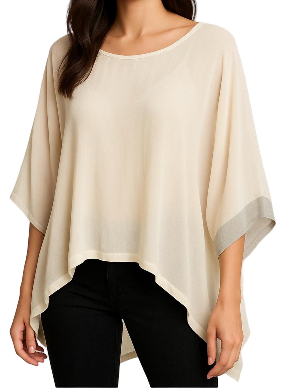 Eileen Fisher Lightweight Ivory Sheer Drape Top Size Extra Large